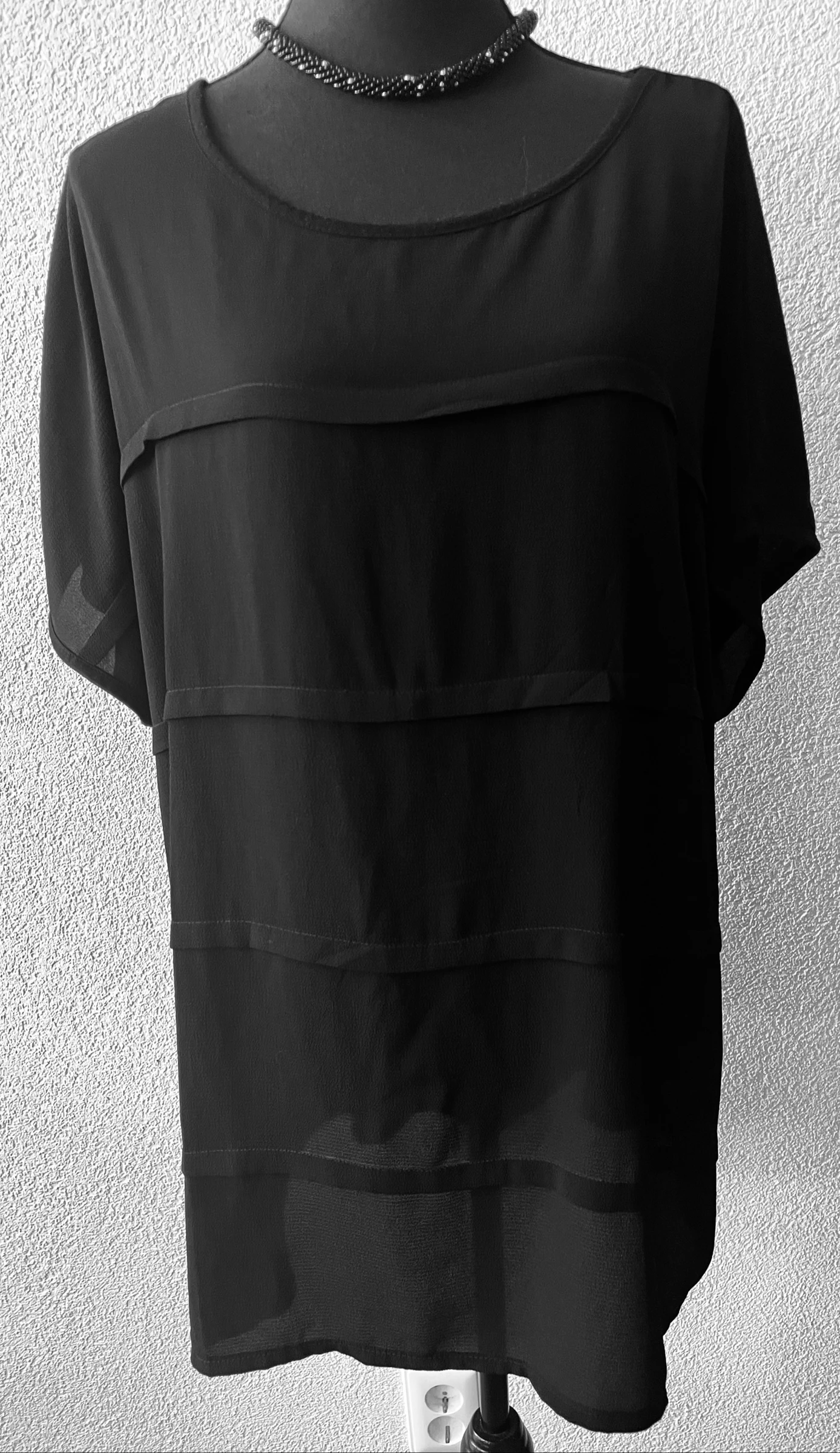 πΊ ππ | Ladies + Size Tunique Noire Femme | Layerlook Chiffon | Taille 54/56 | Plus Size π€